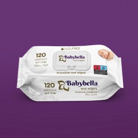 Серветки вологі BABYBELLA 120шт з клапаном BABY фото