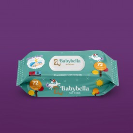 Салфетки влажные BABYBELLA 72шт с клапаном FRESH фото