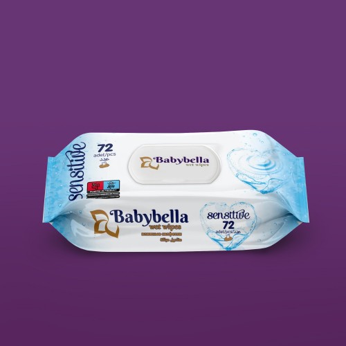 Салфетки влажные BABYBELLA 72шт с клапаном OCEAN photo 1
