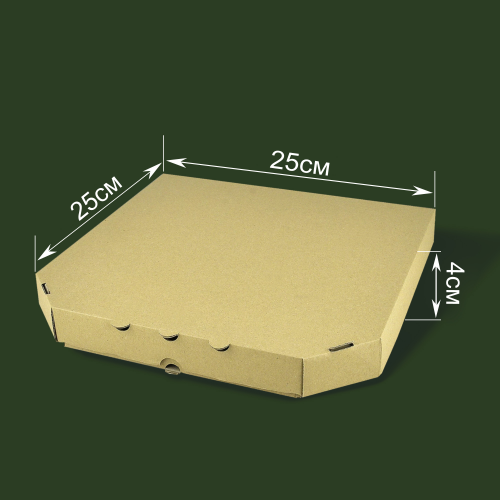 Коробка для пиццы бурая 25х25х4см под сборку photo 1