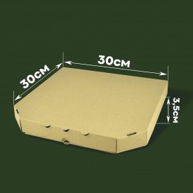 Коробка для піци бура 30х30х3.5см. під складання фото
