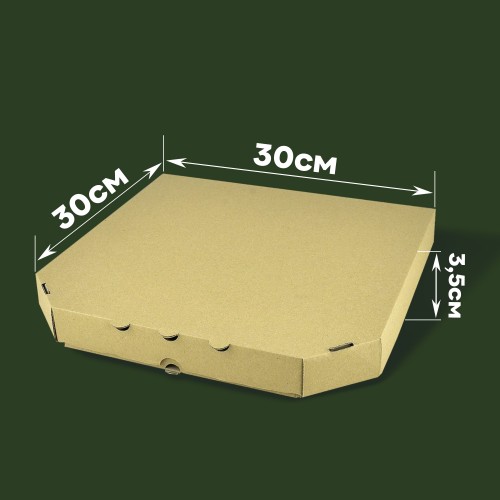 Коробка для пиццы бурая 30х30х3.5см под сборку photo 1