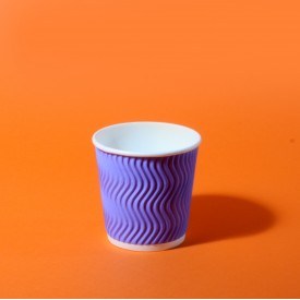 Гофрированный стакан бумажный 180мл фиолетовый d-70мм WAVE фото