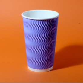 Гофрированный стакан бумажный 450мл фиолетовый d-90мм W фото