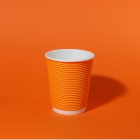 Гофрированный стакан бумажный 185мл оранжевый d-69мм фото