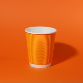 Гофрированный стакан бумажный 270мл оранжевый d-80мм фото