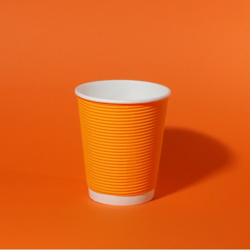 Гофрированный стакан бумажный 270мл оранжевый d-80мм photo 1