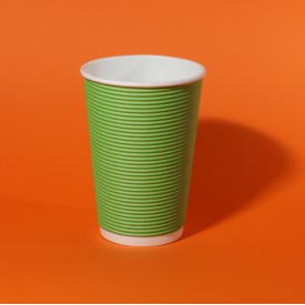 Гофрированный стакан бумажный 340мл зелёный d-80мм фото