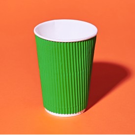 Гофрированный стакан бумажный 450мл зелёный d-90мм фото