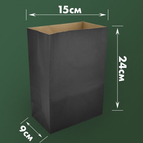 Пакет паперовий чорний 24x15x9см photo 1