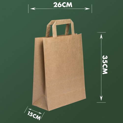 Пакет паперовий крафт із плоскими ручками 35х26х15см photo 1