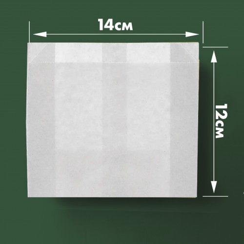 Пакет паперовий жиростійкий САШЕ білий для фрі 14x12x5см photo 1