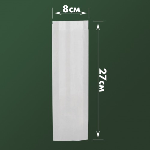 Пакет паперовий жиростійкий САШЕ білий 27x8x5, 5см photo 1
