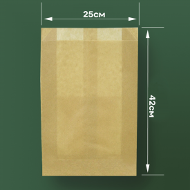 Пакет бумажный САШЕ крафт 42x25x6см с окном фото