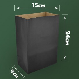Пакет паперовий чорний 24x15x9см фото