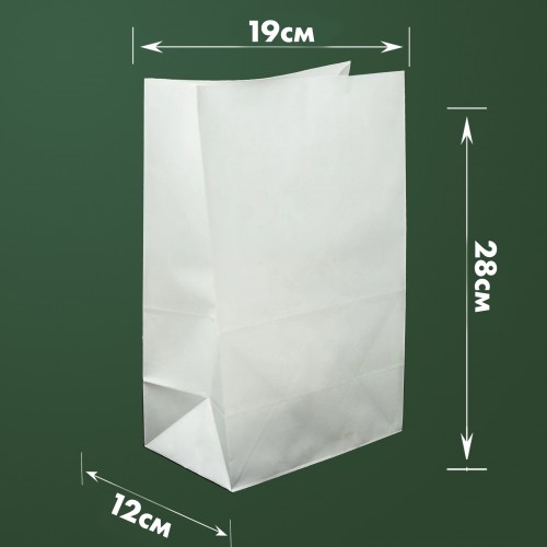 Пакет бумажный белый 28х19х12см