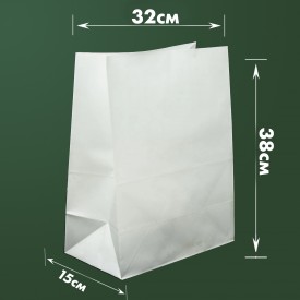 Пакет паперовий білий 38х32х15см фото