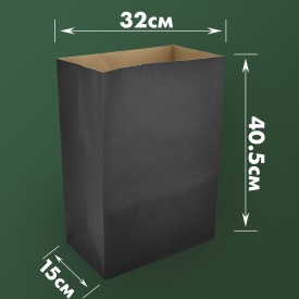 Пакет паперовий чорний 40.5x32x15см фото