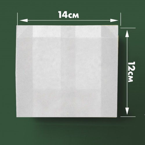 Пакет паперовий жиростійкий САШЕ білий для фрі 140x120x55мм