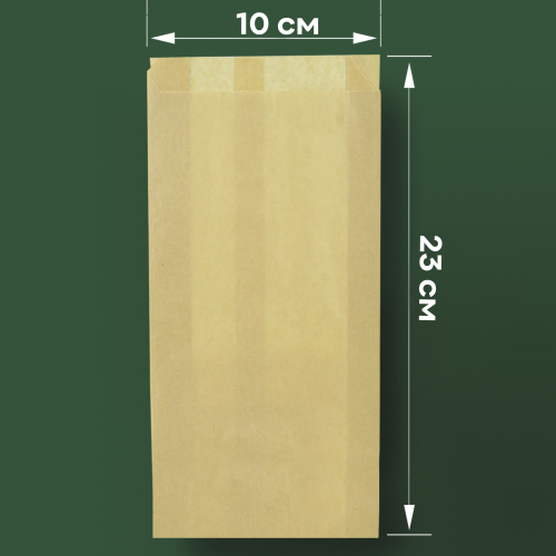 Пакет бумажный жиростойкий САШЕ крафт 23х10х4 см (100шт/1000шт) photo 1