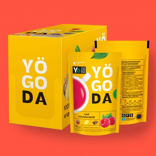 Чай малиновий з імбиром та корицею Yogoda 50г photo 1