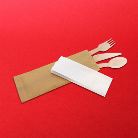 Вилка+Ложка+Нож+салфетка деревянная в индивид. упаковке 16см фото