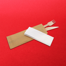 Вилка+Нож+салфетка деревянная в индивид. упаковке 16см фото