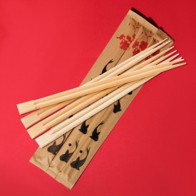 Палочки для суши сдвоенные светлые в крафт упаковке LF  фото