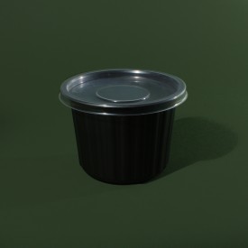 Супник 500мл PP чорний з кришкою фото