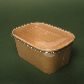 Крышка PET для салатника крафтового прямоугольного bowl 500,750,1000мл 170x120мм LF фото