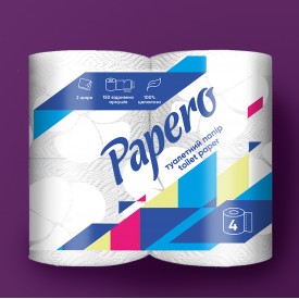 Туалетная бумага Papero двухслойная 4 рулона фото