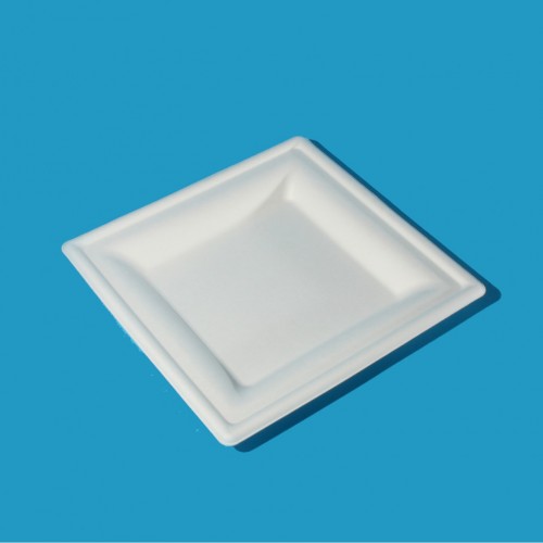 Тарелка бумажная квадратная белая ECO 20см  фото