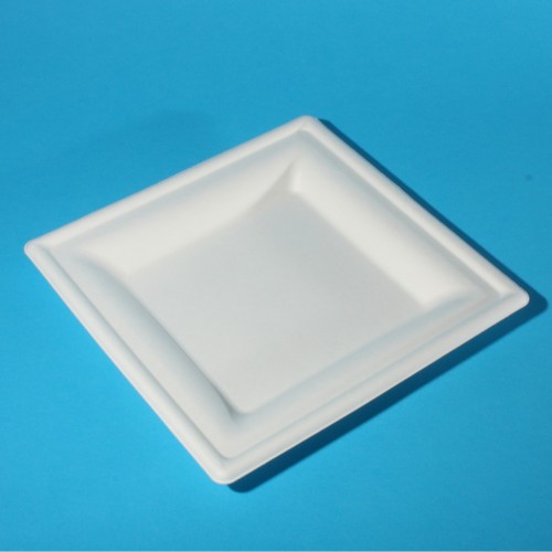 Тарелка бумажная квадратная белая ECO 26см  фото