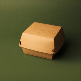 Упаковка для бургера 11.5х11.5х9см крафт M собранная фото