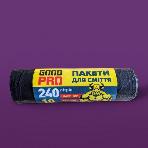 Пакет для мусора ТМ  Good Pro черный 240л 10шт photo 1