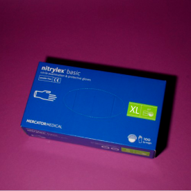 Перчатки нитриловые синие без пудры NITRYLEX basic XL 100шт фото