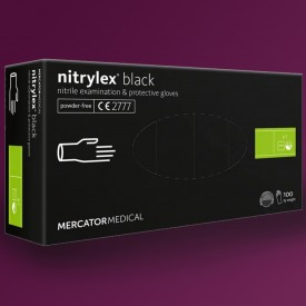 Перчатки нитриловые чёрные без пудры NITRYLEX black L 100шт фото